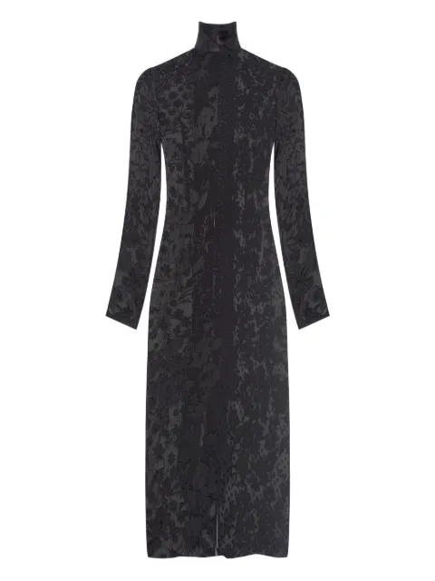 Marine Serre floral-print tie-neck maxi dress Black WDR420AUWOV0056