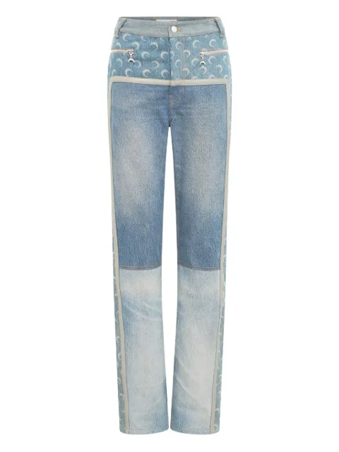 Marine Serre moon-print zip-fly jeans Blue WPA168AUDEN0012