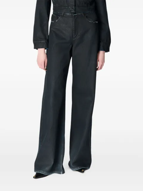 Marine Serre Moon waxed jeans Black WPA159ACDEN0007BK99
