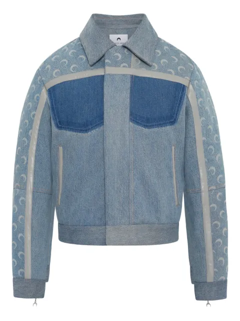 Marine Serre moon-print panelled jacket Blue UJA077AUDEN0012