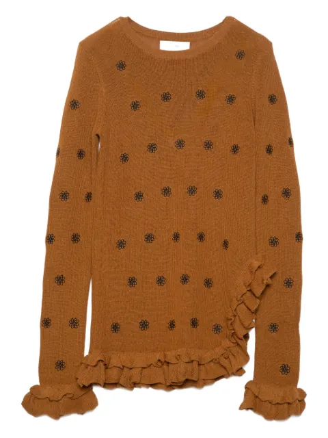Muller Of Yoshiokubo floral ruffled top Brown MLF25805