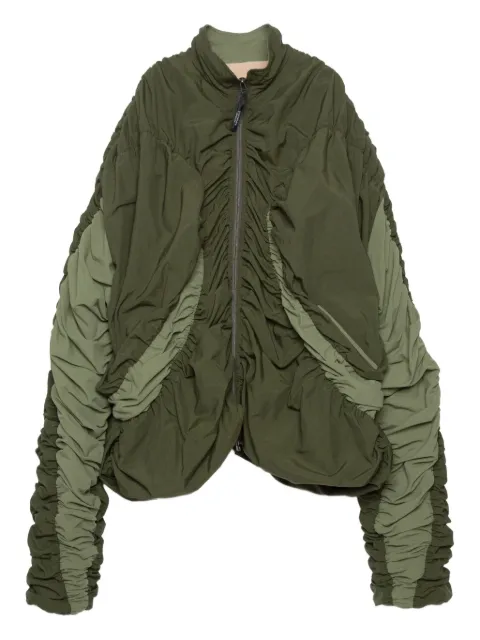 Yoshiokubo gathered-sleeve bomber jacket Green YKF25517