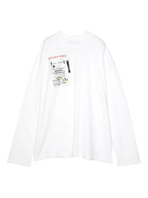 Yoshiokubo label-print long-sleeve T-shirt White YKF25109