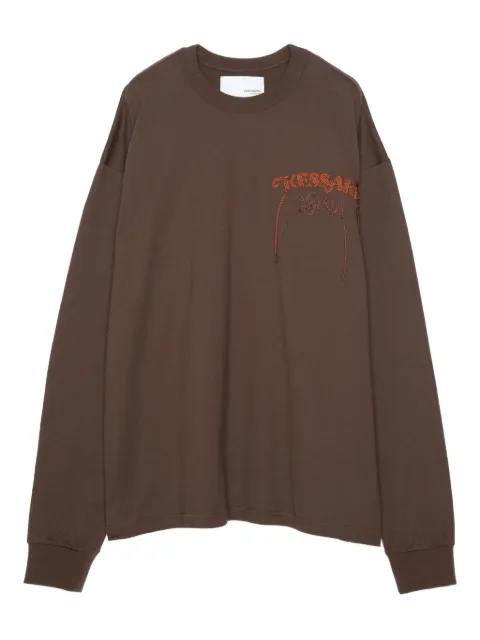 Yoshiokubo graphic-print long-sleeve T-shirt Brown YKF25107