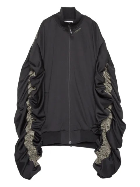 Yoshiokubo ruched-sleeves zip-up jacket Black YKF25518