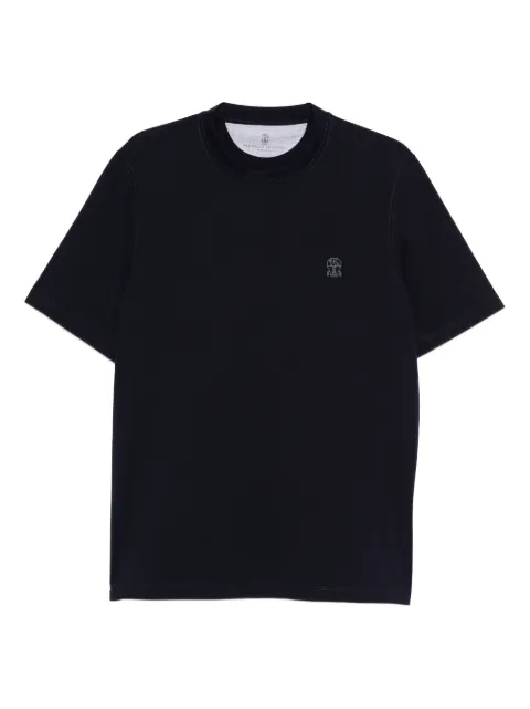 Brunello Cucinelli logo-embroidered T-shirt Blue M0B138440CD325