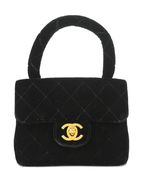CHANEL Pre-Owned 1992 Mini Square velvet handbag Black 2928399