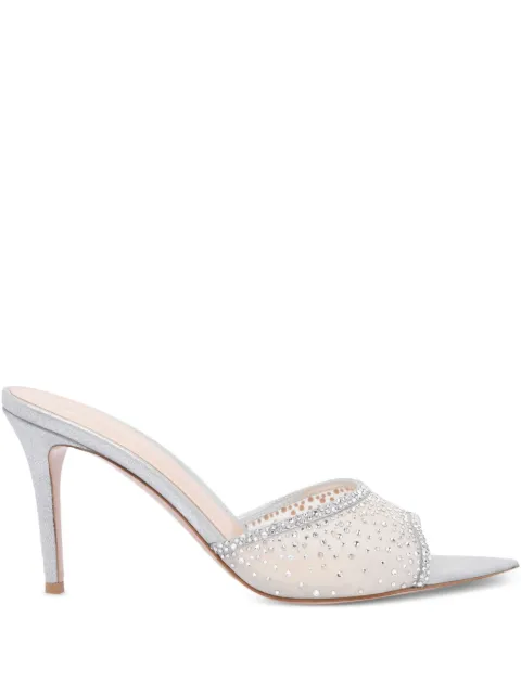 Gianvito Rossi 85mm crystal-embellished heeled mules Silver G1504085RICBORSINU