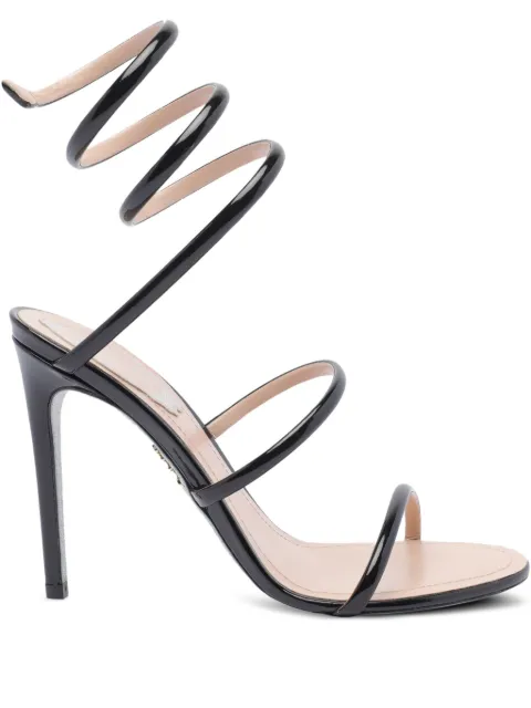 René Caovilla Cleo spiral-wrap patent-leather sandals Black C1235110500019999