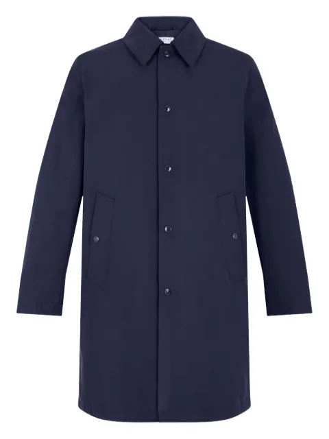 FURSAC button-fastening welt-pocket trench coat Blue FHPOU00112