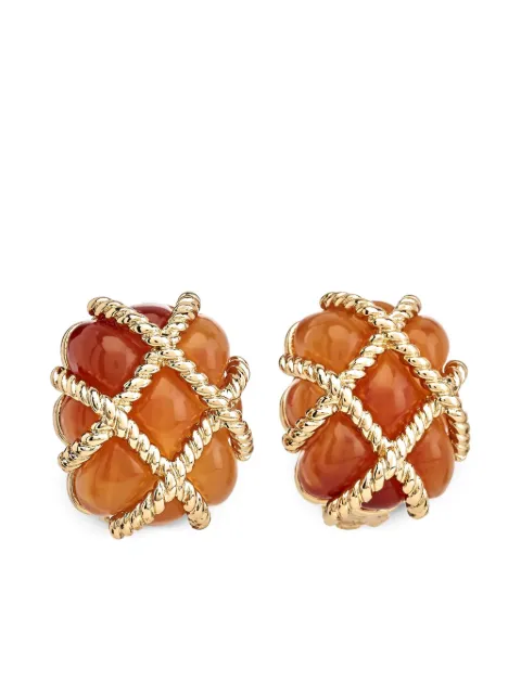 Kenneth Jay Lane quilted gold-tone clip-on earrings Orange 4080EA