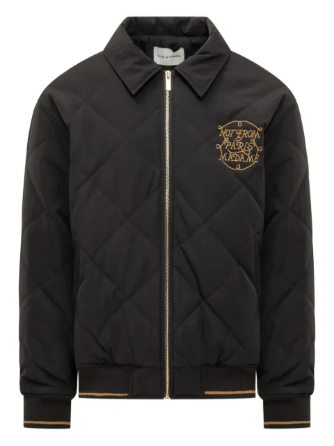 Drôle De Monsieur quilted slogan jacket Black HJT236PL163