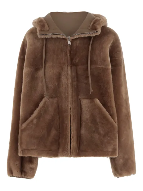 Blancha hooded shearling jacket Brown 25069