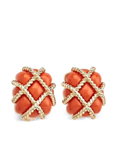 Kenneth Jay Lane coral quilted clip earrings Gold 4080EC