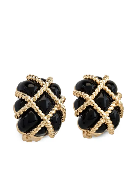 Kenneth Jay Lane quilted black clip-on earrings Black 4080EB