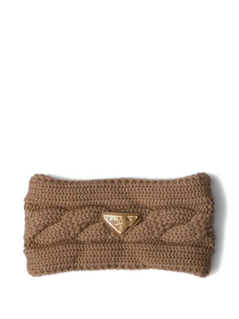 Prada cable-knit triangle-logo headband Brown 1IH0892CNW