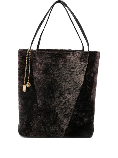 Chloé large Spin shearling tote bag Brown CH25WS810Q45
