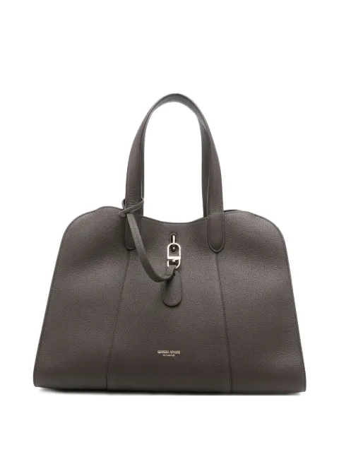 Giorgio Armani grained leather clasp tote bag Brown GW001709AF14187
