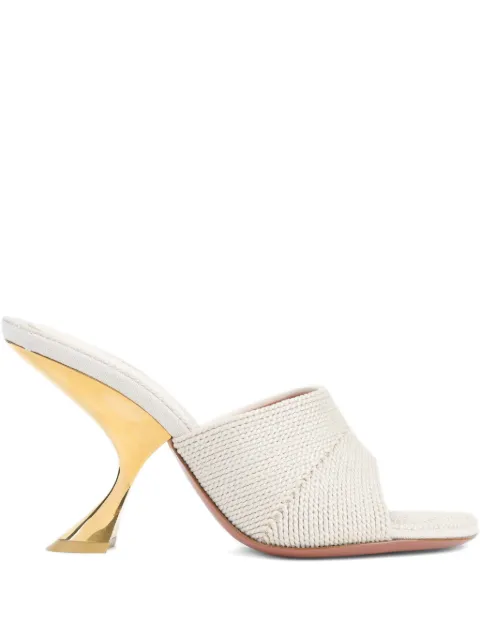 Amina Muaddi 90mm leather heeled sandals Neutrals 14S364278TAY