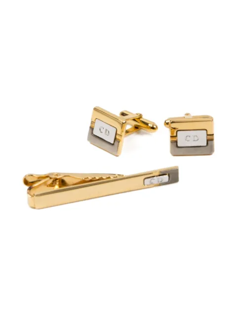 Christian Dior Pre-Owned 1990s gold-toned cufflinks tie bar set Gold 15016038