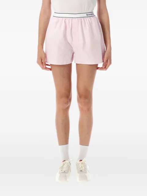 Sporty & Rich Serif Logo Oxford Boxer stripe-pattern shorts Pink SH015620300ST643889