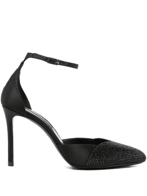 Giorgio Armani 90mm crystal-embellished ankle-strap pumps Black GW001820AF18814
