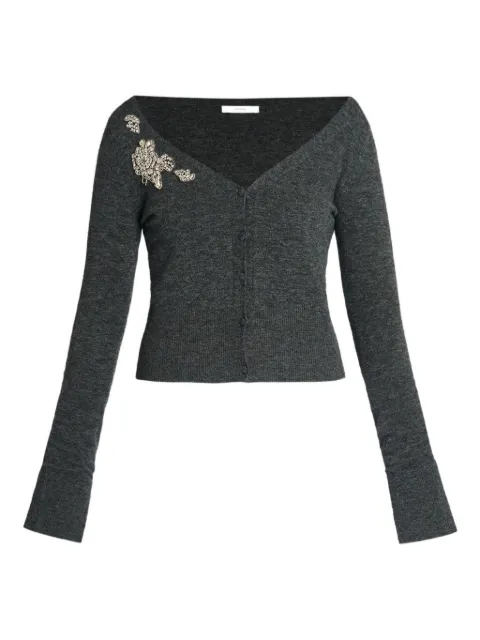 ERDEM cropped V-neck cardigan Grey PF25KT1830011004