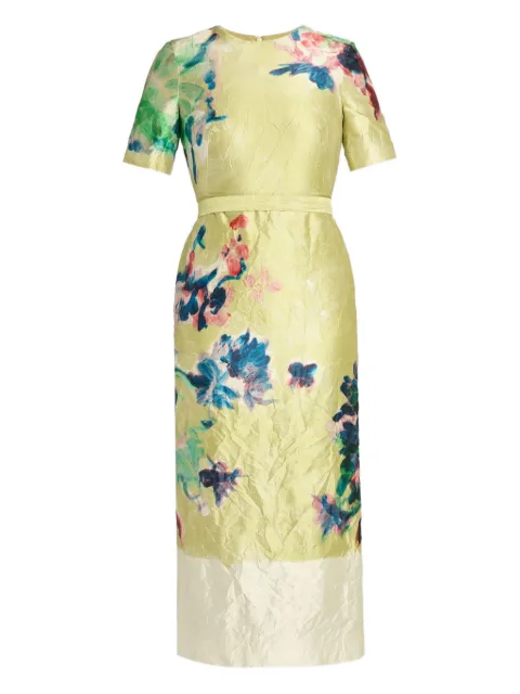 ERDEM floral-print short-sleeve midi dress Yellow PF25D2750097001