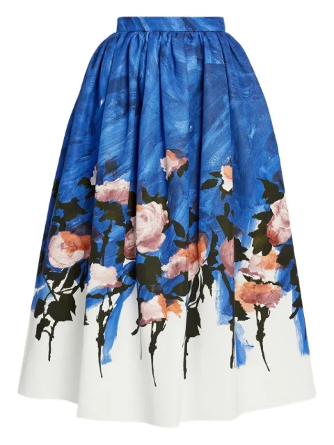 ERDEM floral gathered midi skirt Blue PF25S902S50064003