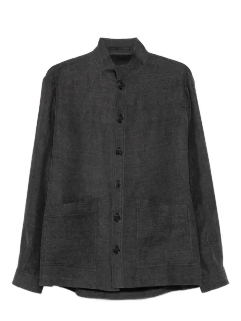 Giorgio Armani band-collar patch-pocket jacket Grey GM001937TE15998