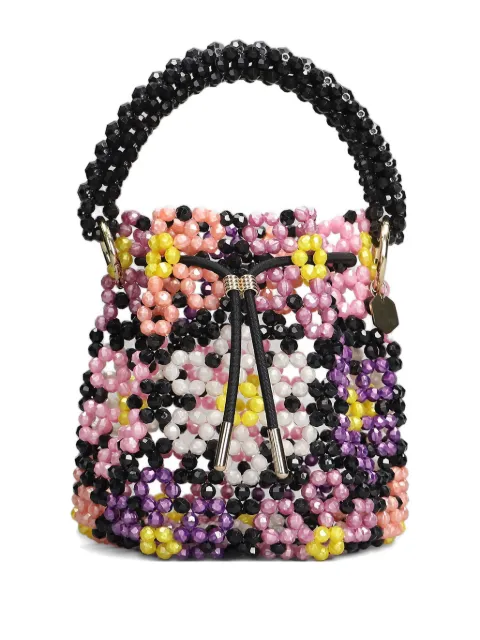 Bad at math Lai beaded-flower bucket bag Black LAI