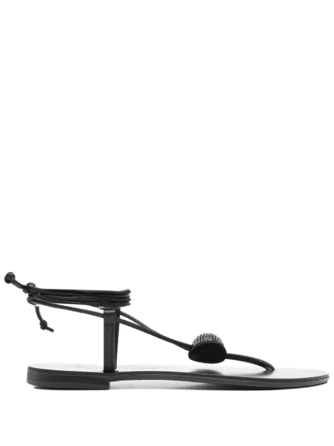 Nicolas Lainas Emmy Lou embellished tie-up flat sandals Black 294GM