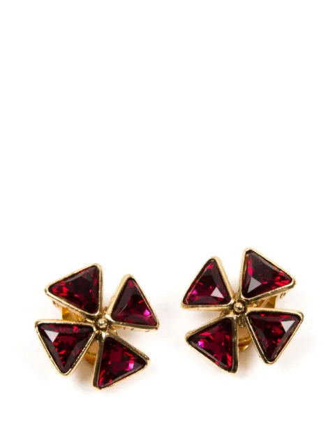 Saint Laurent Pre-Owned 1990s cross crystal-embellished earrings Red 15016024
