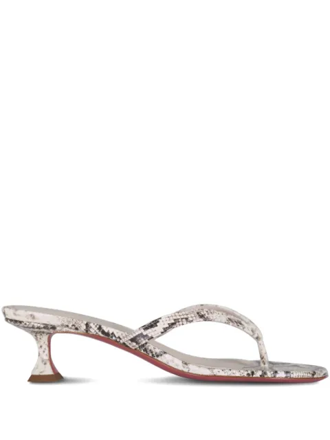 Amina Muaddi Juliette snake-effect thong pumps Grey 14S363774JUL