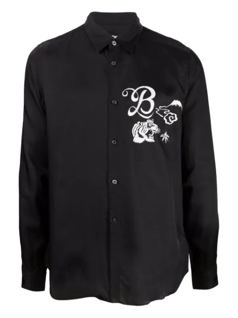 Black Comme Des Garçons tiger-embroidered shirt Black 1GB039163