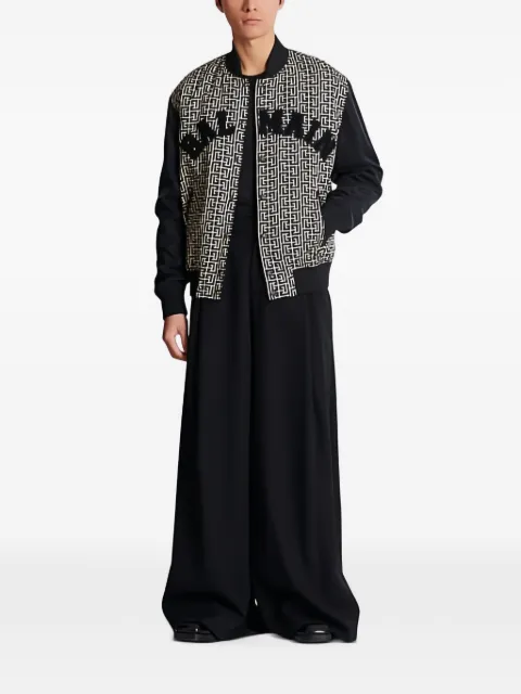 Balmain geometric-pattern bomber jacket Black FH1TFA40MH62