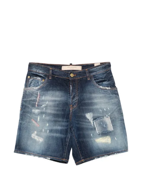 YES LONDON distressed patchwork-detail shorts Blue XS4109CATBLU