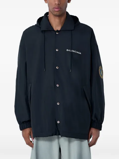 Balenciaga hooded logo-embroidered jacket Black 839071TSO35