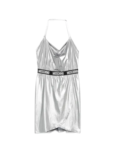 Moschino logo-waistband wrap-skirt dress Silver A39102101610