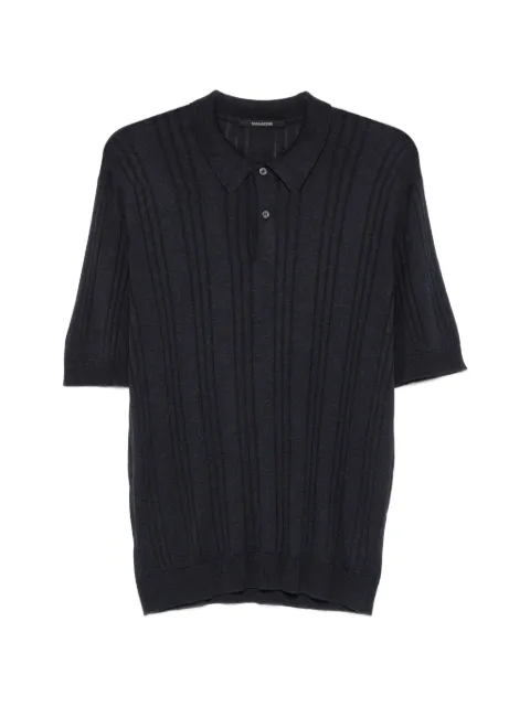 Tagliatore Peyton ribbed-knit polo shirt Blue PEYTONGSE230323E216