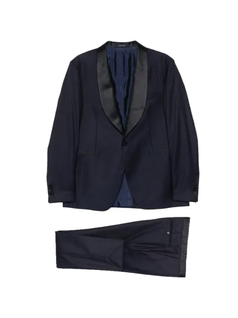 Tagliatore satin-trim shawl-lapel suit Blue SFNA18A01LIS550017U