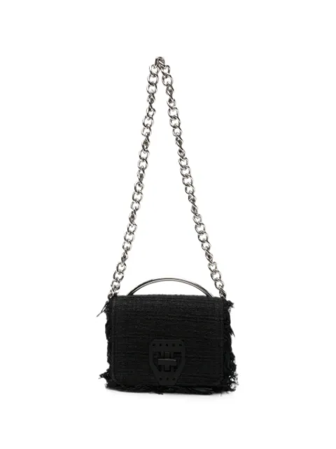 MSGM bouclé frayed-edge mini shoulder bag Black 2042MDZ81X001