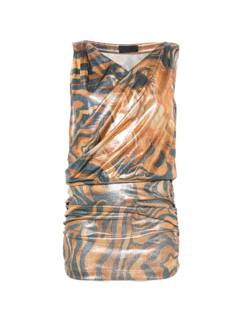 Alberta Ferretti tiger-print draped mini dress Orange A04052919