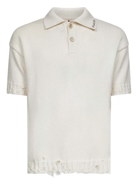 Marni logo-embroidered polo shirt Neutrals POMG0071Q0UFC65200W01