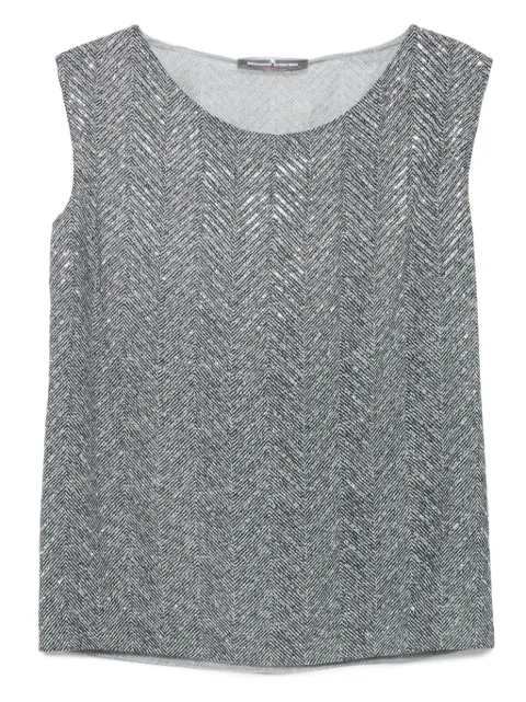 Ermanno Scervino herringbone-pattern sequin-embellishment top Grey D472L300CTZFY