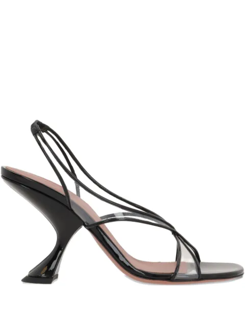 Amina Muaddi Lena 90MM patent-leather slingback sandals Black LENASANDAL90PATENTBLACK