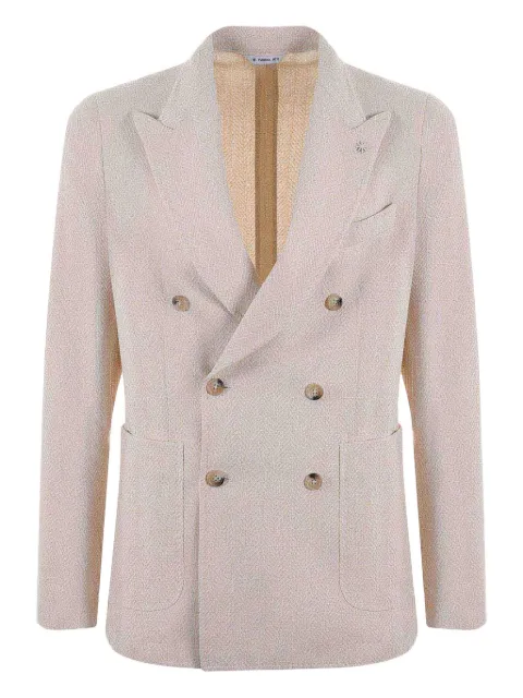 Manuel Ritz herringbone double-breasted blazer Neutrals 3632G273824326803