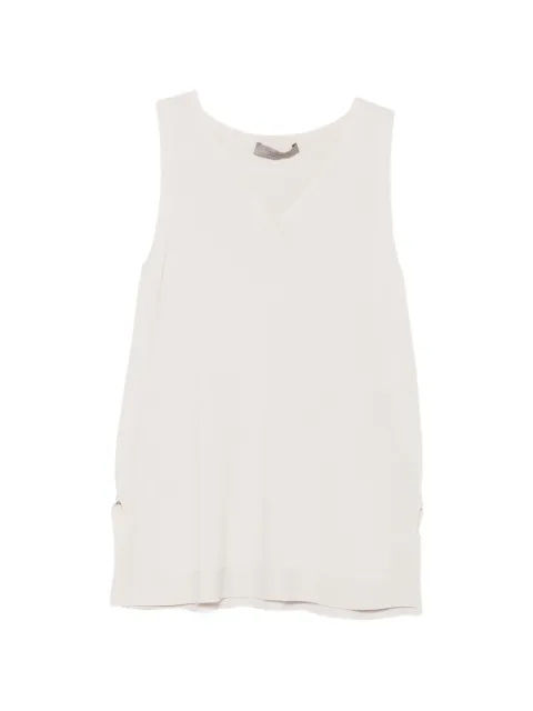 D.Exterior V-neck side-slit top Neutrals 58174