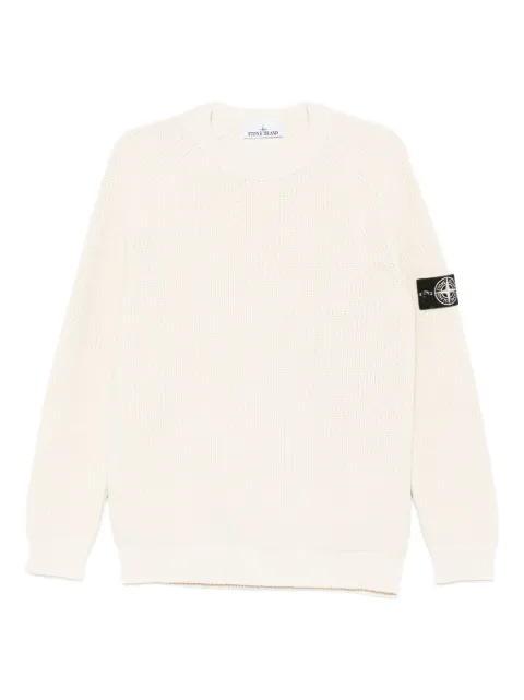Stone Island Compass-badge ribbed-knit sweater Neutrals K2S155100012S00TA