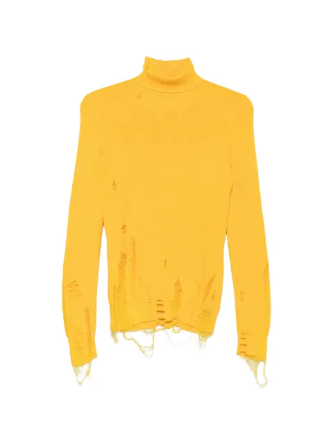 MM6 Maison Margiela distressed roll-neck sweater Yellow S62HA0087M13070